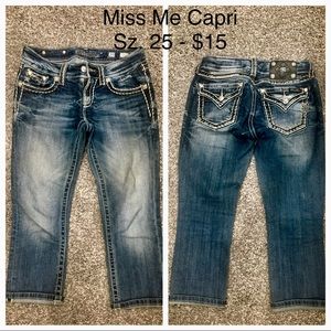 Miss Me Cuffed denim  cropped Capri Sz. 25